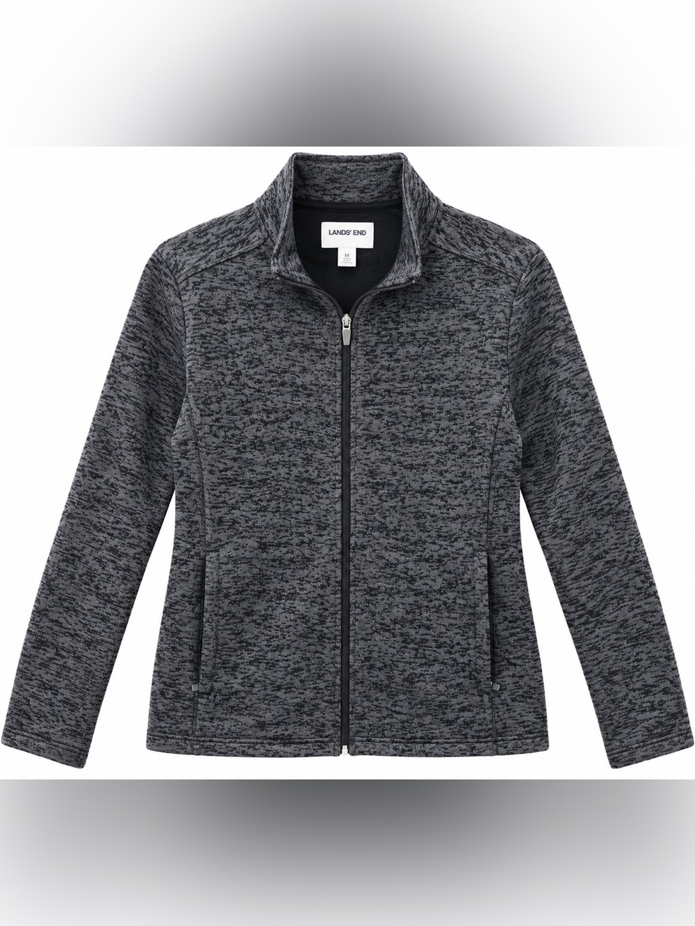 Lands’ End Women’s Medium Gray Heather Full Zip Fleece Jacket NWOT
